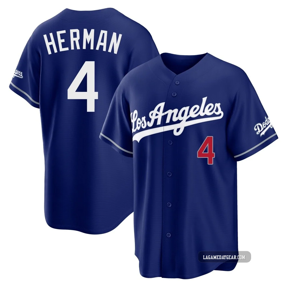 Babe Herman ＃4 Los Angeles Dodgers Limited Youth Royal Alternate Stadium Jersey