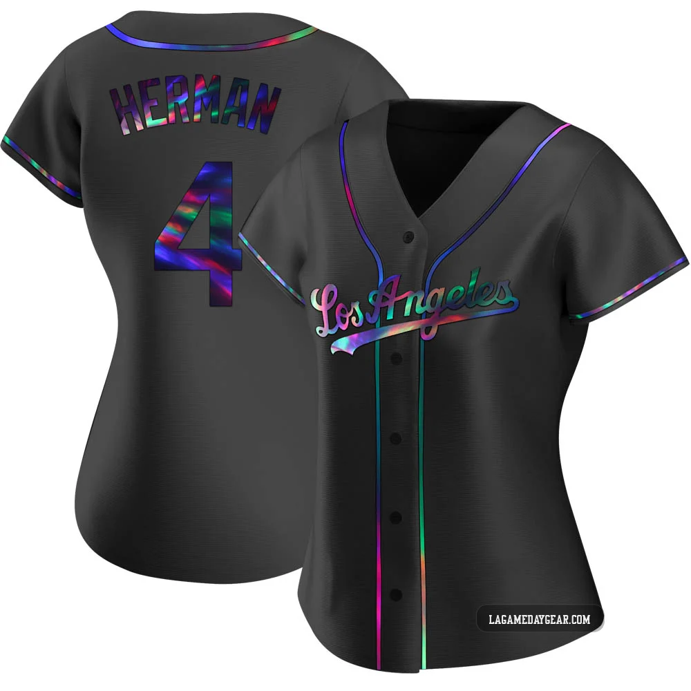 Babe Herman ＃4 Los Angeles Dodgers Replica Women's Black Holographic Alternate Jersey