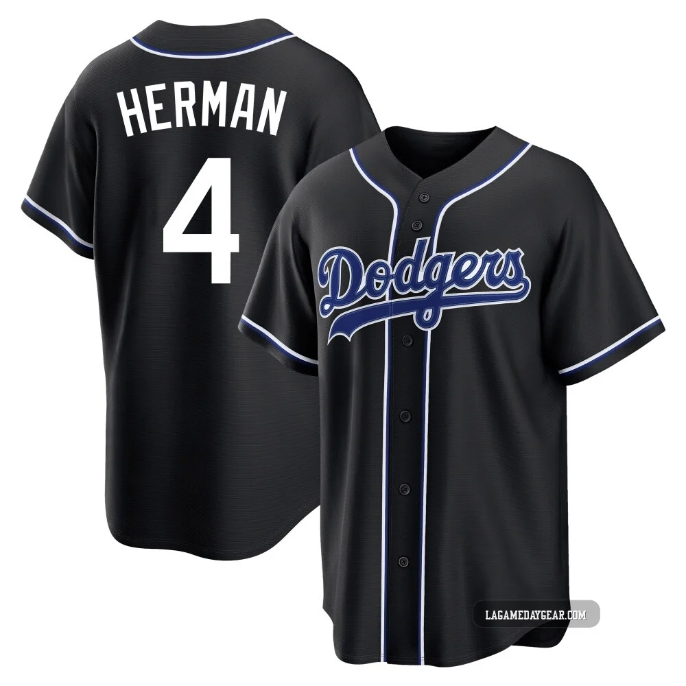 Babe Herman ＃4 Los Angeles Dodgers Replica Youth Black Fashion Out Jersey
