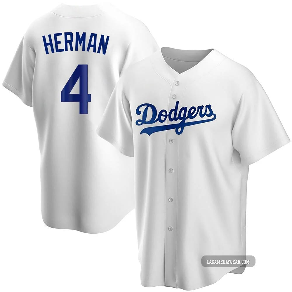 Babe Herman ＃4 Los Angeles Dodgers Replica Youth White Home Jersey