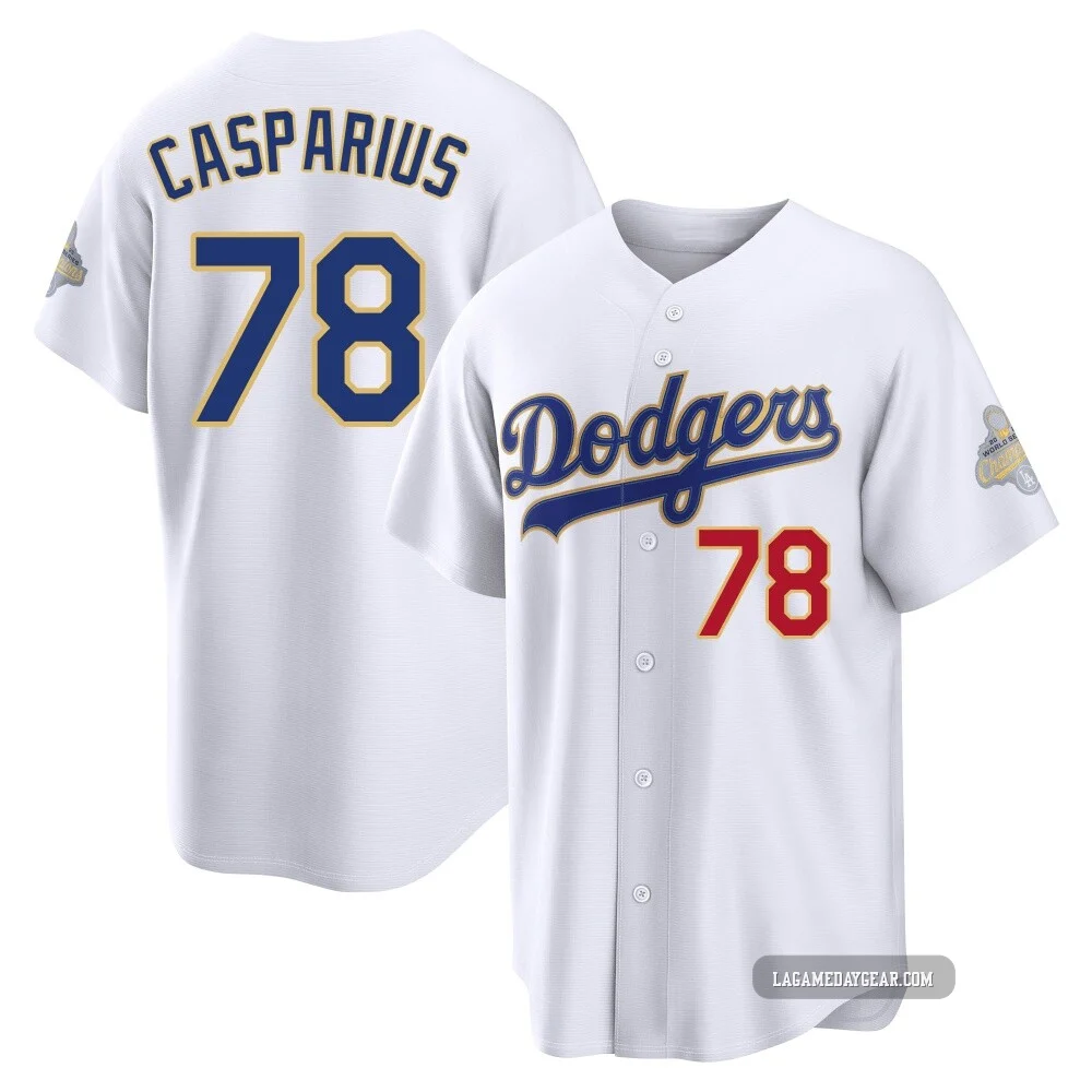 Ben Casparius ＃78 Los Angeles Dodgers Limited Youth Gold White 2026 Collection Stadium Jersey