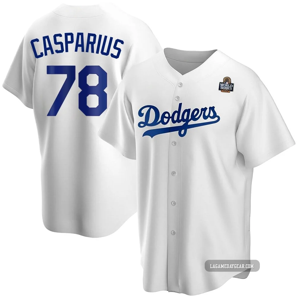 Ben Casparius ＃78 Los Angeles Dodgers Replica Youth White Home 2024 World Series Jersey