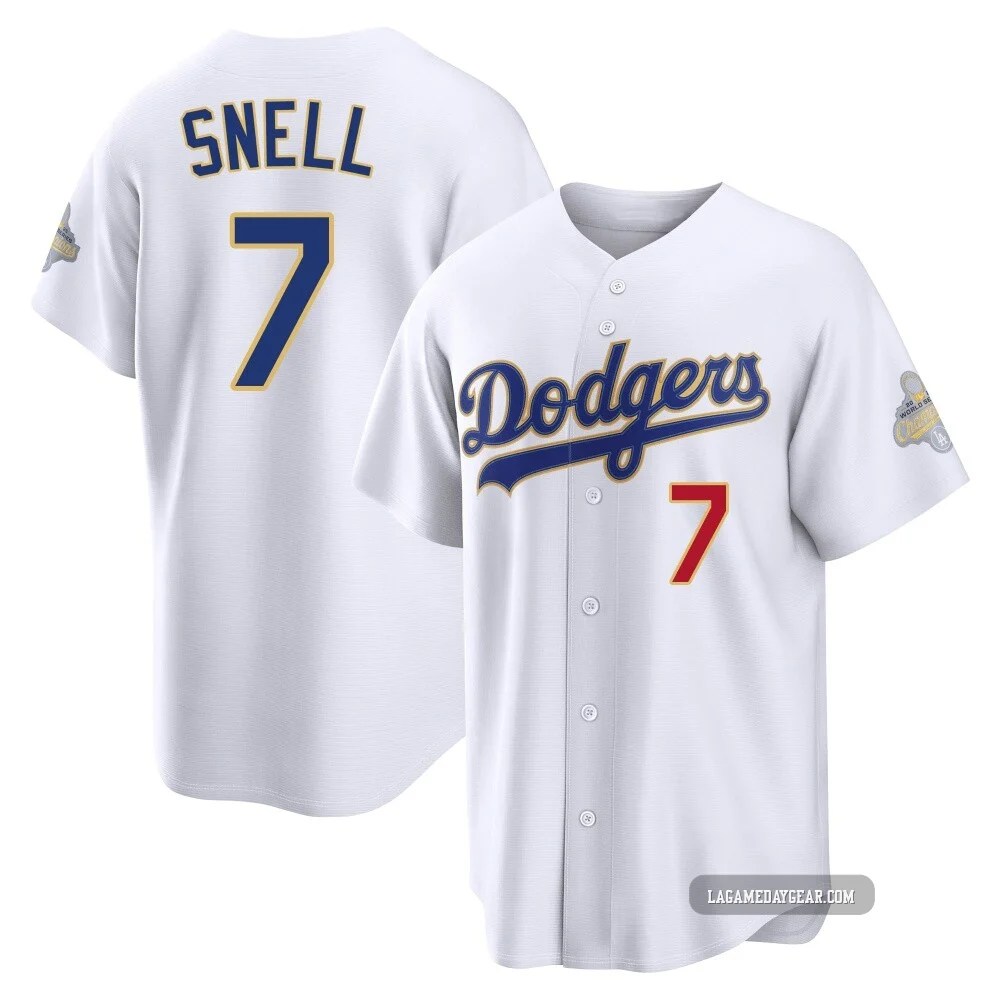 Blake Snell ＃7 Los Angeles Dodgers Limited Youth Gold White 2026 Collection Stadium Jersey