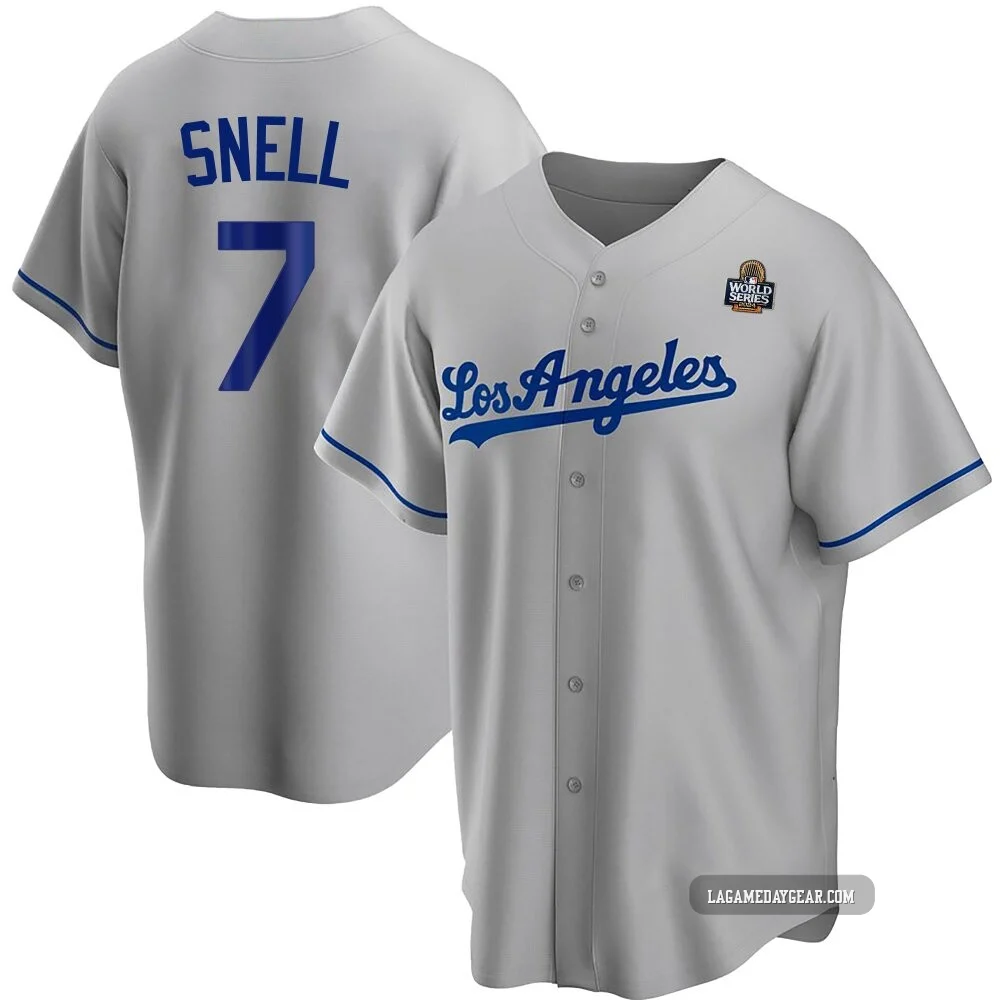 Blake Snell ＃7 Los Angeles Dodgers Replica Youth Gray Road 2024 World Series Jersey