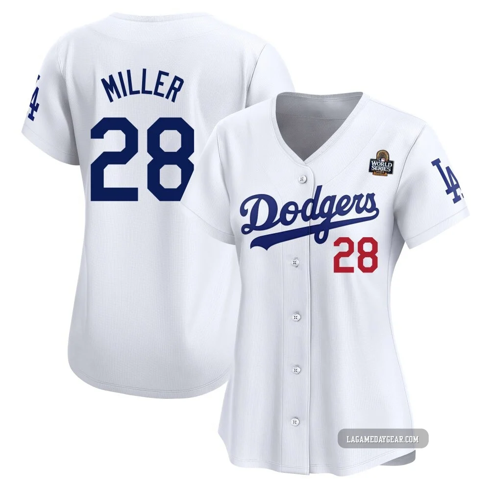 Bobby Miller ＃28 Los Angeles Dodgers Limited Women's White Home 2024 World Series Jersey