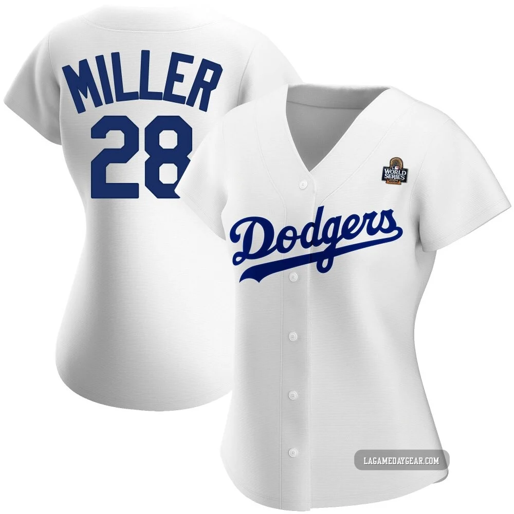 Bobby Miller ＃28 Los Angeles Dodgers Replica Women's White Home 2024 World Series Jersey