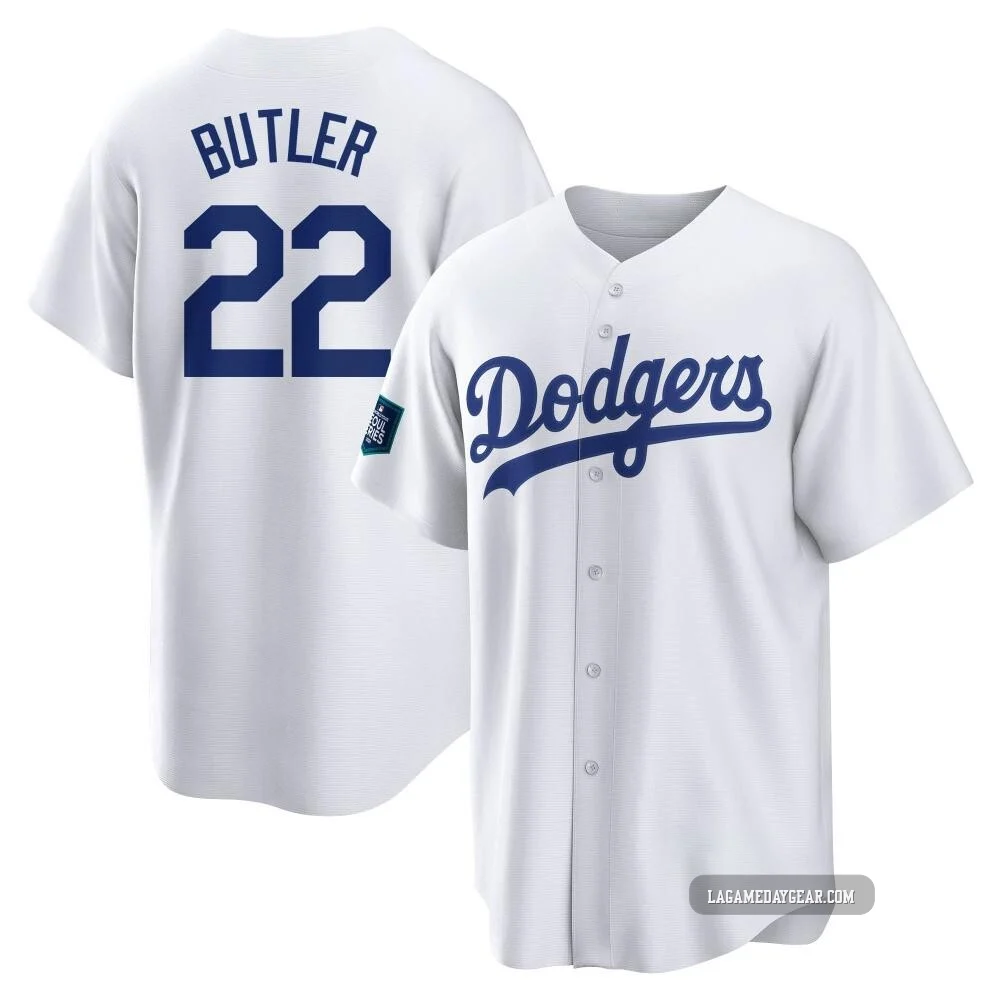 Brett Butler ＃22 Los Angeles Dodgers Replica Men's White 2024 World Tour Seoul Series Home Jersey