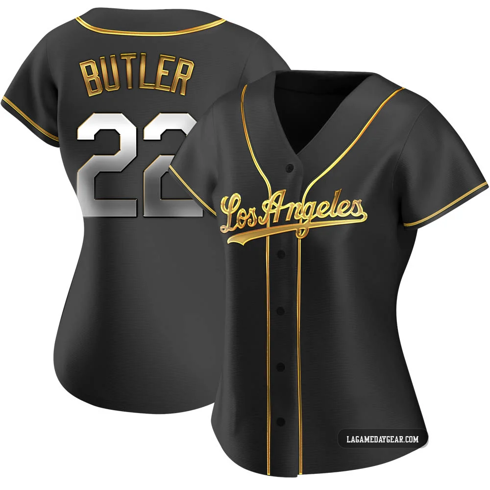 Brett Butler ＃22 Los Angeles Dodgers Replica Women's Gold Black en Alternate Jersey