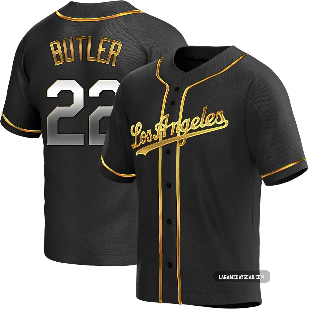 Brett Butler ＃22 Los Angeles Dodgers Replica Youth Gold Black en Alternate Jersey