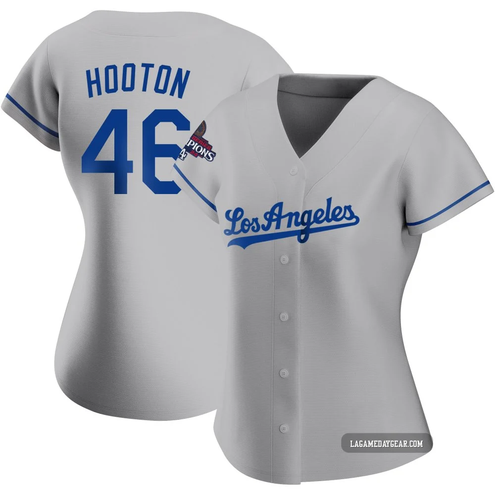 Burt Hooton ＃46 Los Angeles Dodgers Authentic Women's Gray Road 2024 World Series Champions Jersey