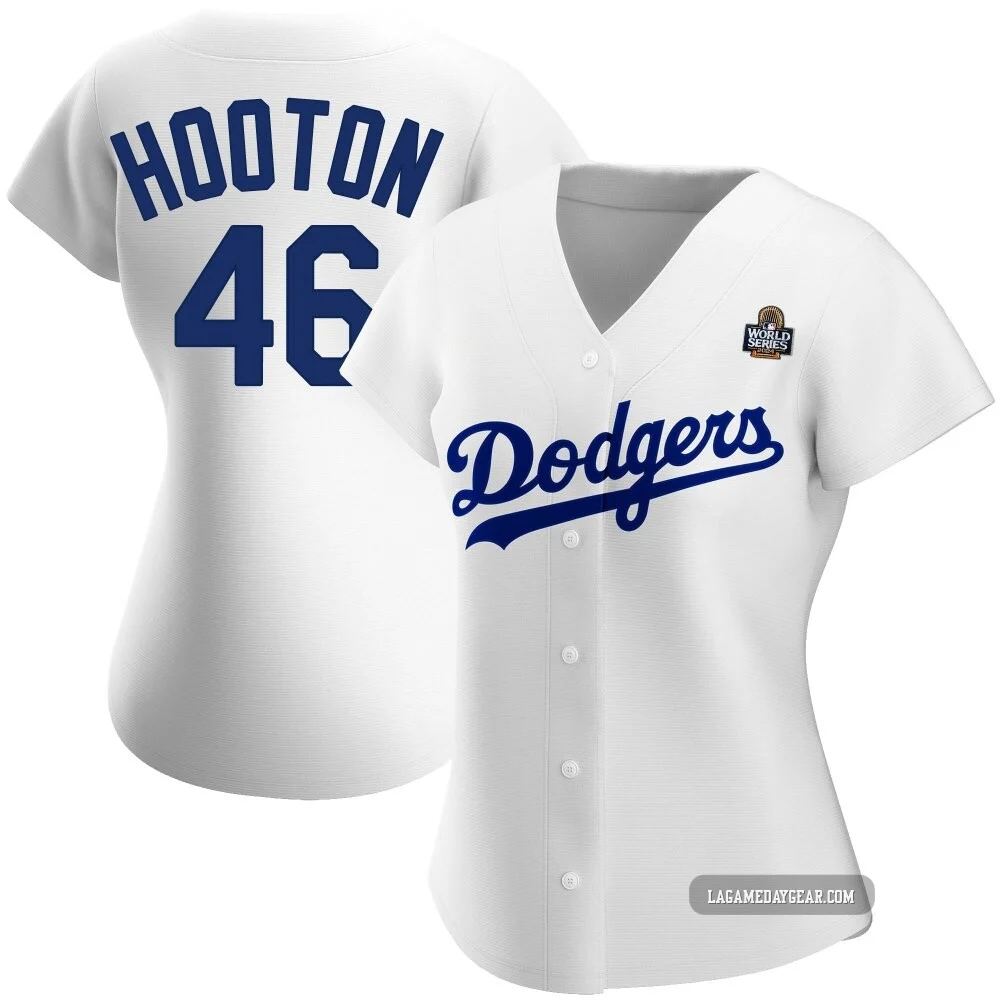Burt Hooton ＃46 Los Angeles Dodgers Authentic Women's White Home 2024 World Series Jersey