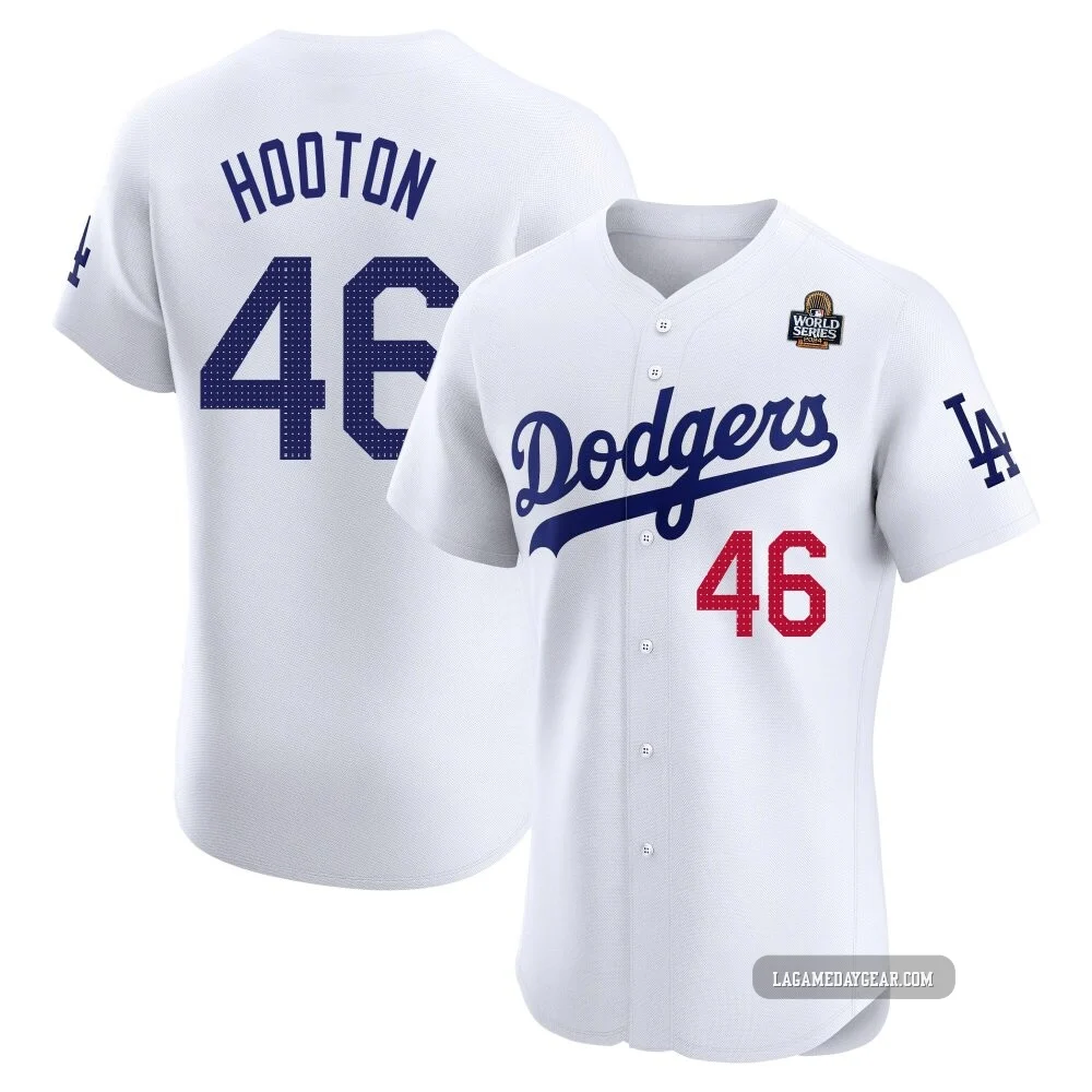 Burt Hooton ＃46 Los Angeles Dodgers Elite Men's White Home 2024 World Series Jersey