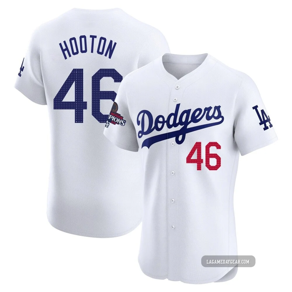 Burt Hooton ＃46 Los Angeles Dodgers Elite Men's White Home World Series Champions Jersey