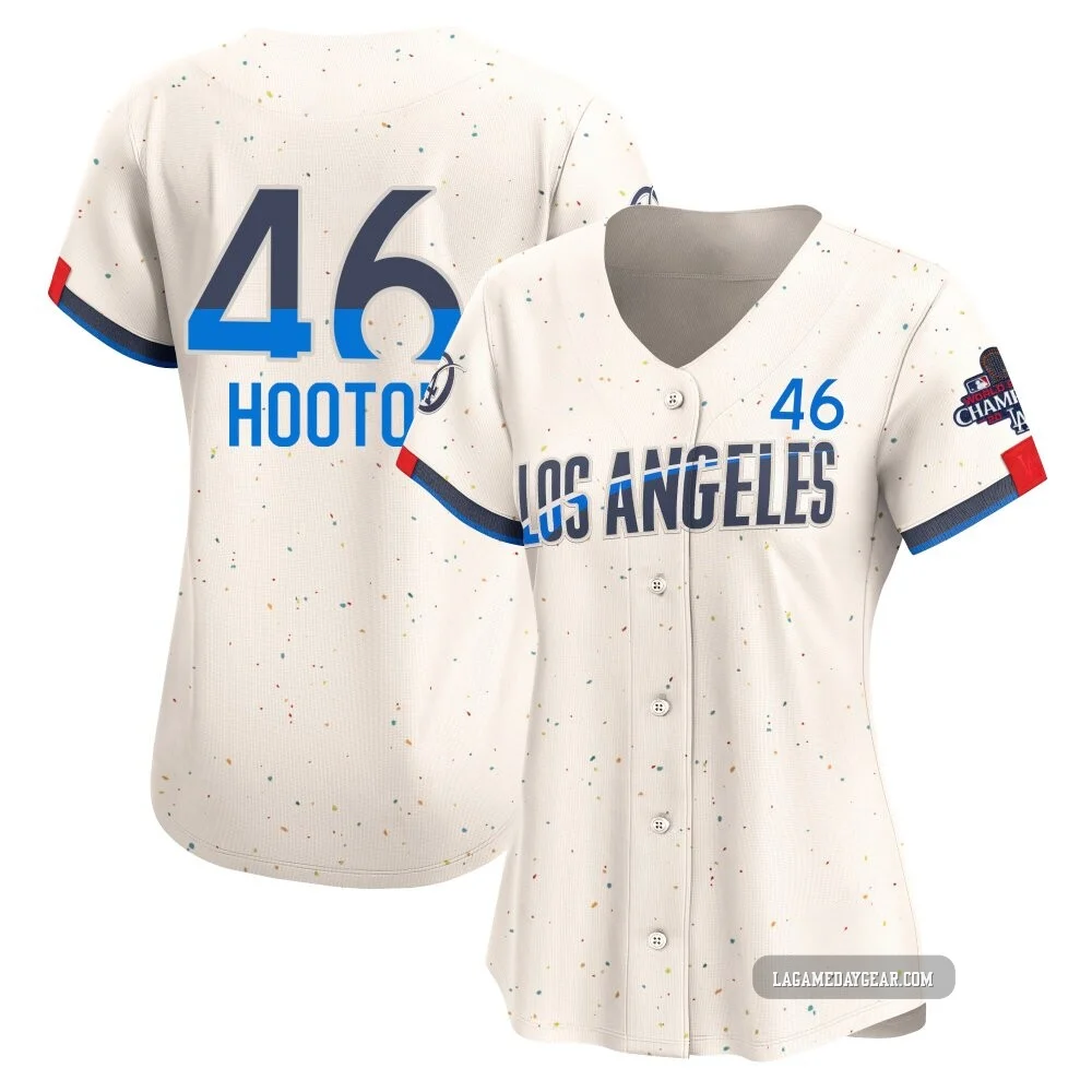 Burt Hooton ＃46 Los Angeles Dodgers Limited Women's Cream 2024 City Connect World Series Champions Jersey