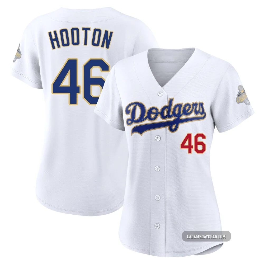 Burt Hooton ＃46 Los Angeles Dodgers Limited Women's Gold White 2026 Collection Stadium Jersey