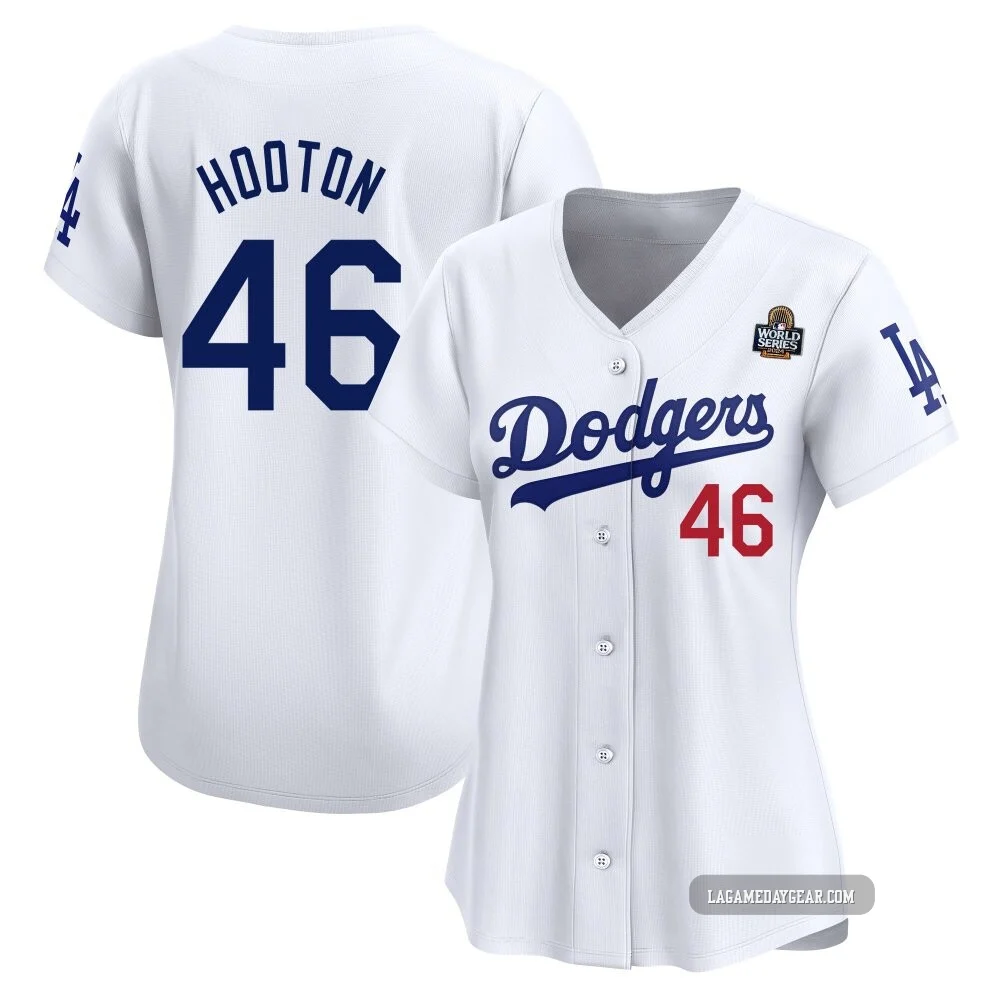 Burt Hooton ＃46 Los Angeles Dodgers Limited Women's White Home 2024 World Series Jersey