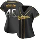 Burt Hooton ＃46 Los Angeles Dodgers Replica Women's Gold Black en Alternate Jersey
