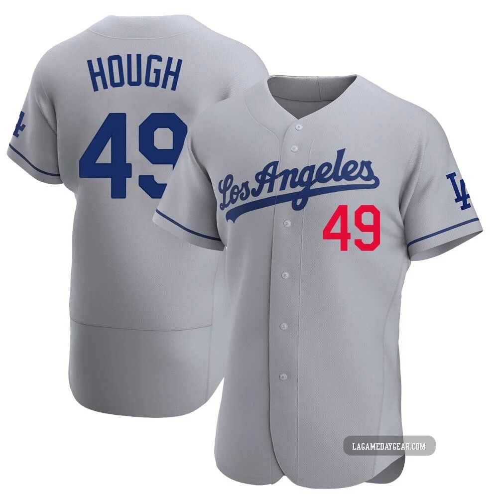 Charlie Hough ＃49 Los Angeles Dodgers Authentic Men's Gray Away Jersey
