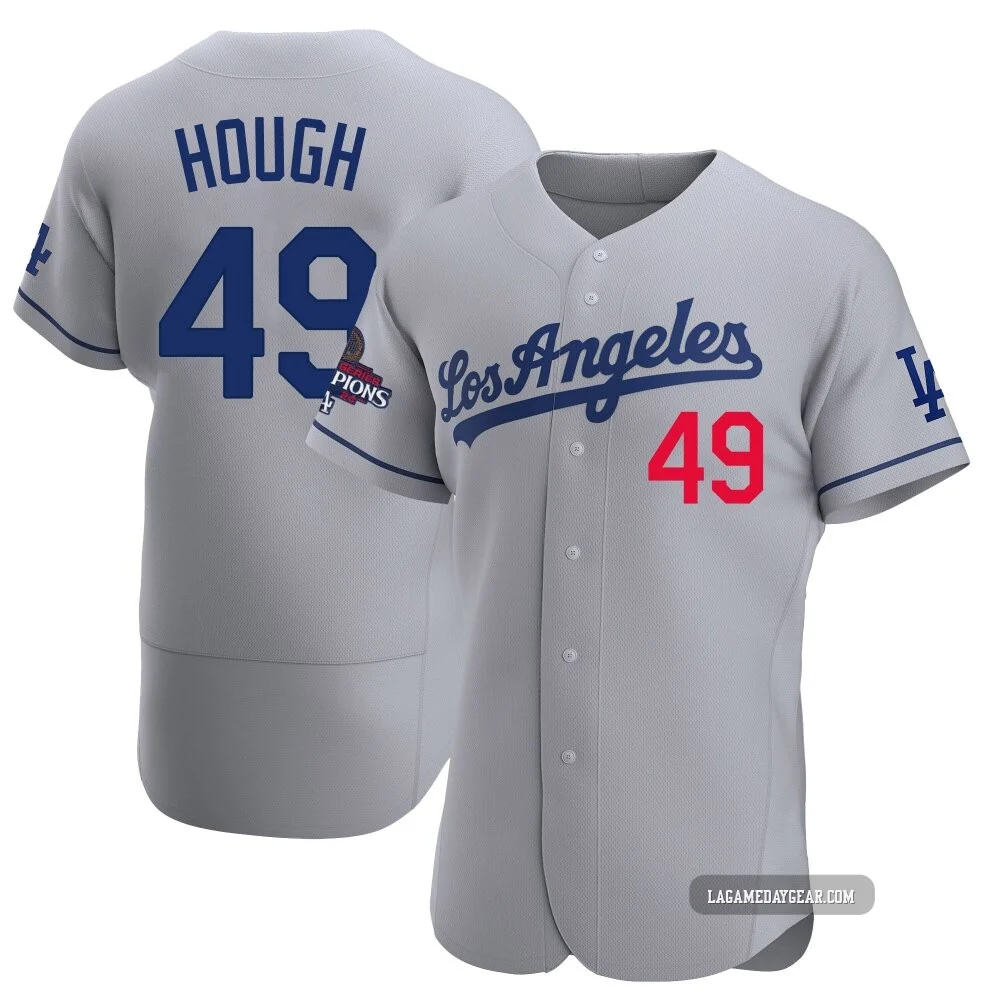 Charlie Hough ＃49 Los Angeles Dodgers Authentic Men's Gray Away Official 2024 World Series Champions Jersey