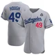 Charlie Hough ＃49 Los Angeles Dodgers Authentic Men's Gray Away Official 2024 World Series Jersey