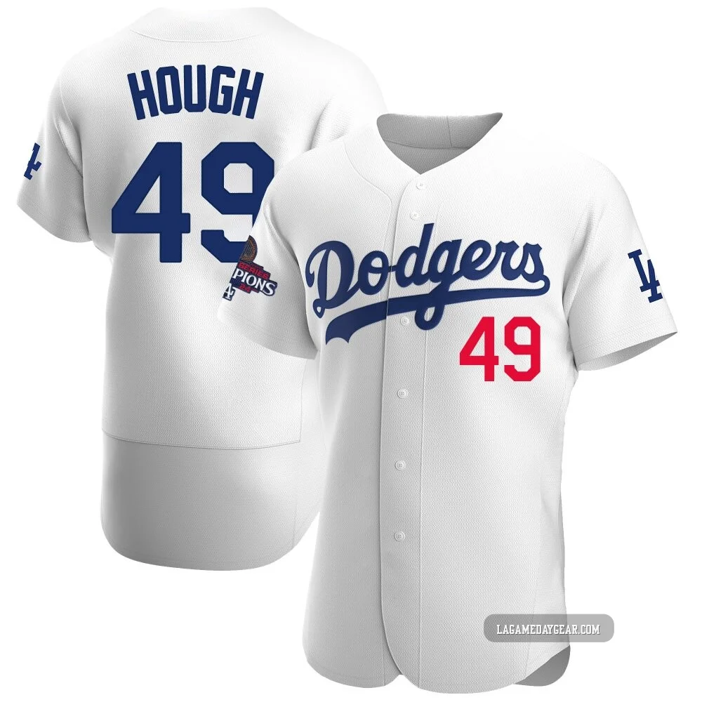 Charlie Hough ＃49 Los Angeles Dodgers Authentic Men's White Home Official 2024 World Series Champions Jersey