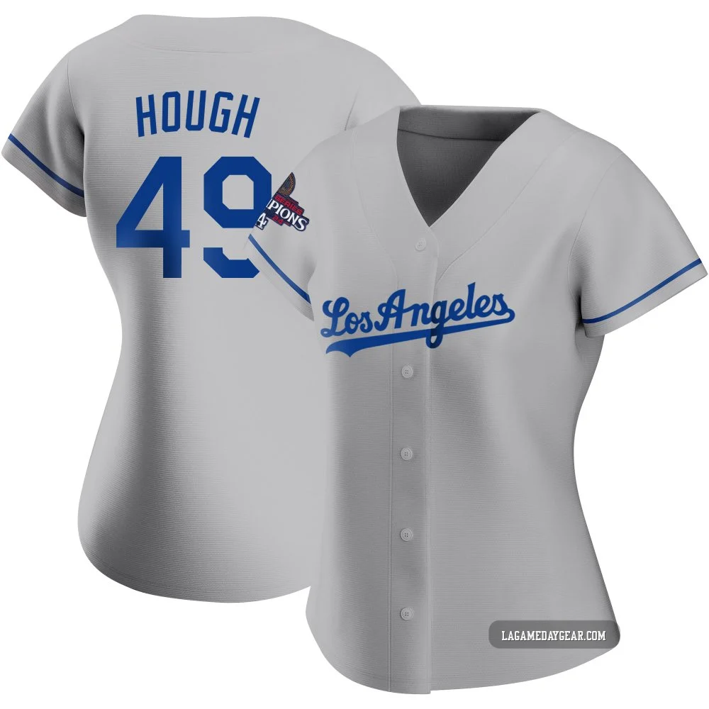 Charlie Hough ＃49 Los Angeles Dodgers Authentic Women's Gray Road 2024 World Series Champions Jersey
