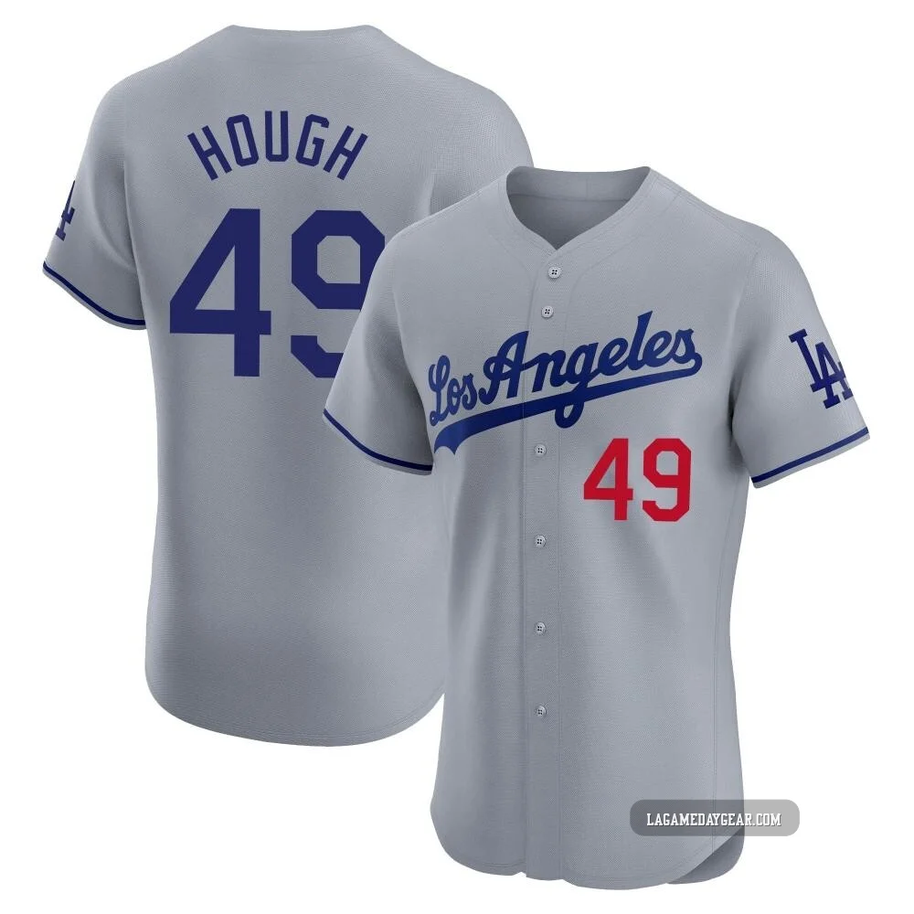 Charlie Hough ＃49 Los Angeles Dodgers Elite Men's Gray Road Jersey
