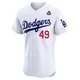 Charlie Hough ＃49 Los Angeles Dodgers Elite Men's White Home 2024 World Series Jersey