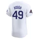 Charlie Hough ＃49 Los Angeles Dodgers Elite Men's White Home World Series Champions Jersey