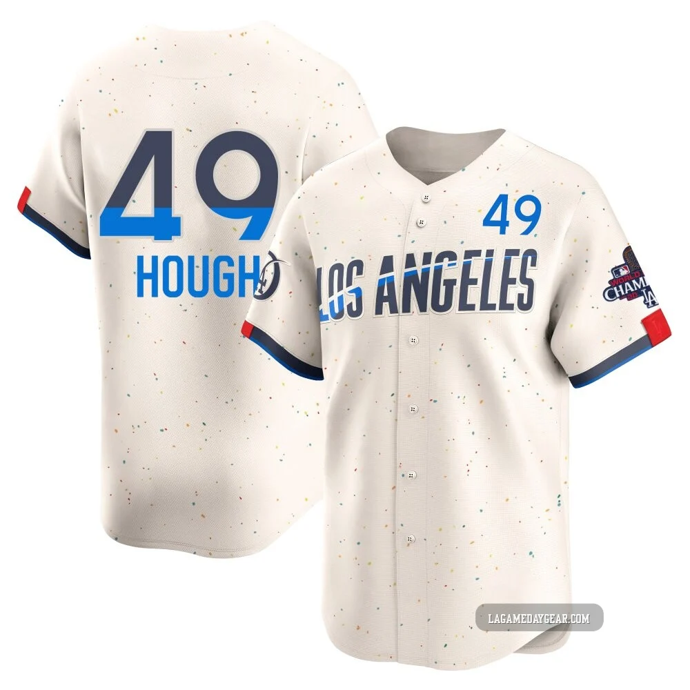 Charlie Hough ＃49 Los Angeles Dodgers Limited Men's Cream 2024 City Connect World Series Champions Jersey