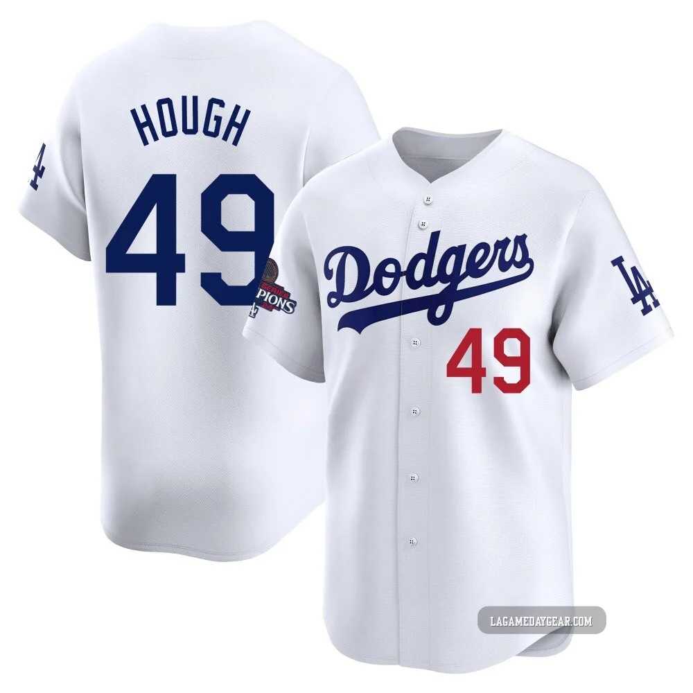 Charlie Hough ＃49 Los Angeles Dodgers Limited Men's White Home 2024 World Series Champions Jersey