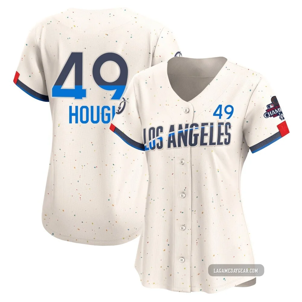 Charlie Hough ＃49 Los Angeles Dodgers Limited Women's Cream 2024 City Connect World Series Champions Jersey