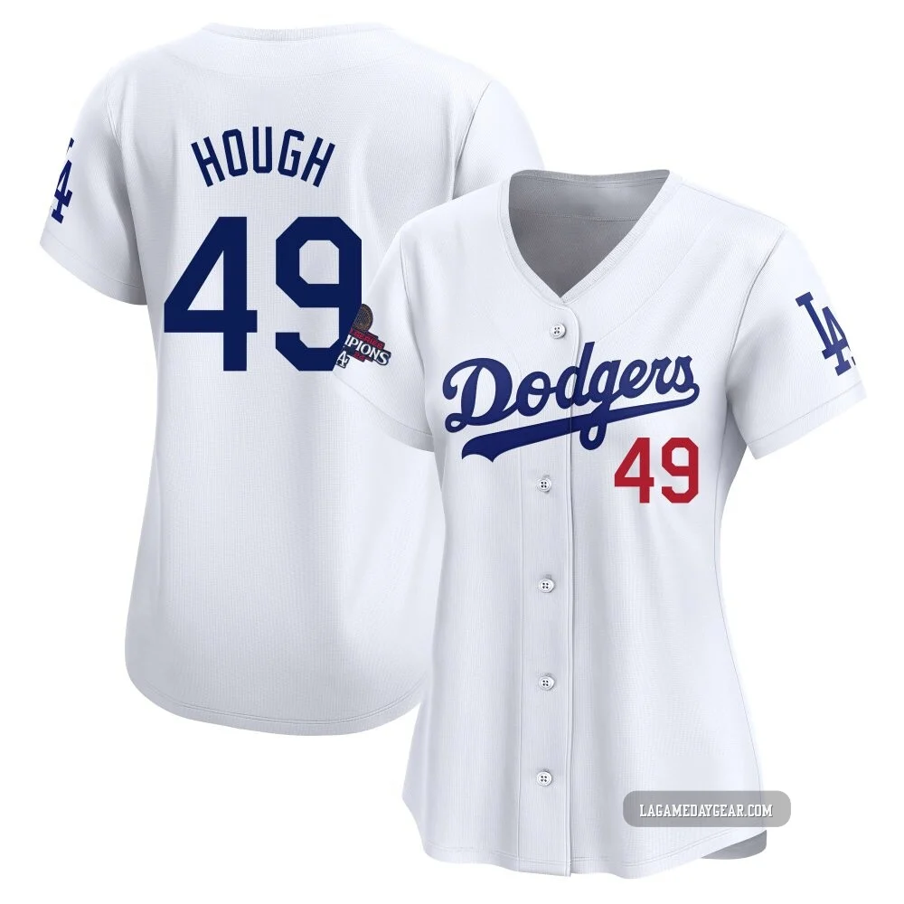 Charlie Hough ＃49 Los Angeles Dodgers Limited Women's White Home 2024 World Series Champions Jersey