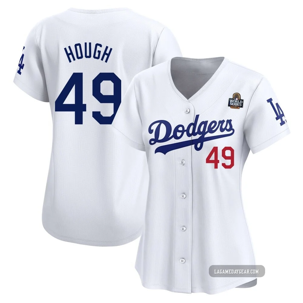 Charlie Hough ＃49 Los Angeles Dodgers Limited Women's White Home 2024 World Series Jersey