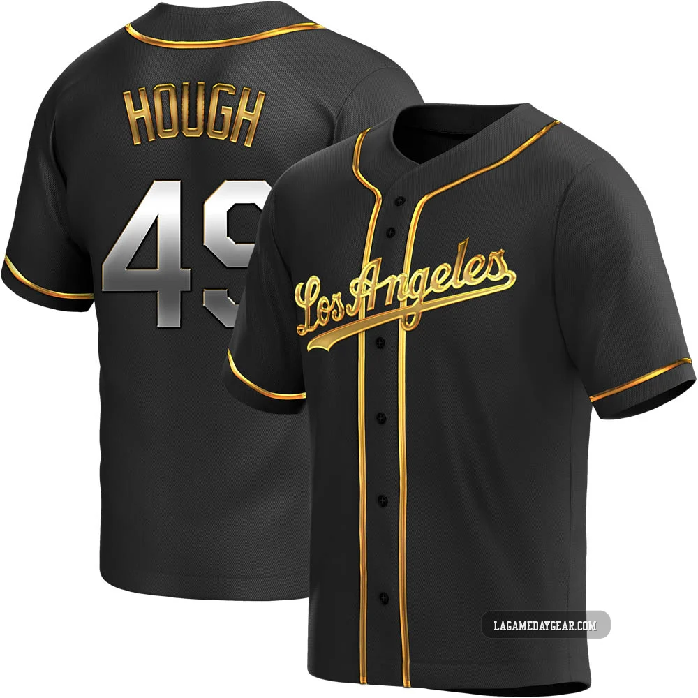 Charlie Hough ＃49 Los Angeles Dodgers Replica Men's Gold Black en Alternate Jersey