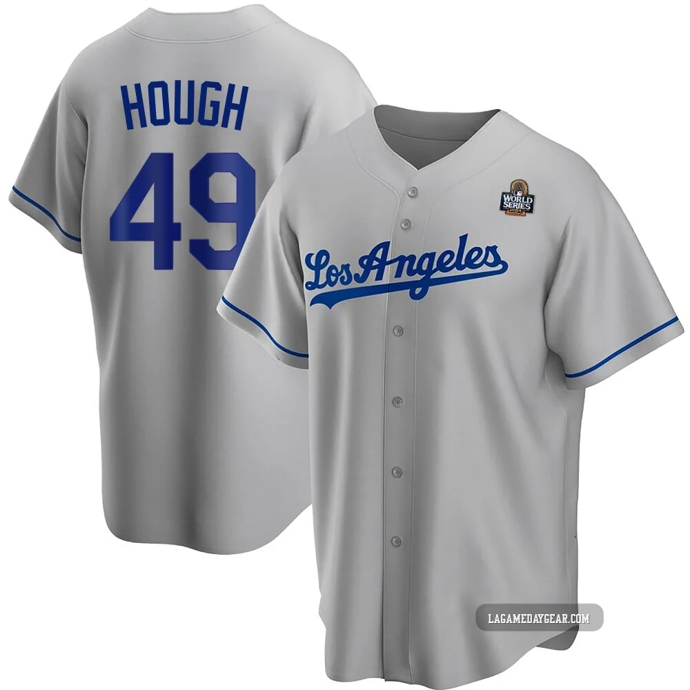 Charlie Hough ＃49 Los Angeles Dodgers Replica Men's Gray Road 2024 World Series Jersey