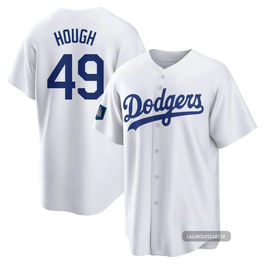 Charlie Hough ＃49 Los Angeles Dodgers Replica Men's White 2024 World Tour Seoul Series Home Jersey