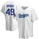 Charlie Hough ＃49 Los Angeles Dodgers Replica Men's White Home 2024 World Series Champions Jersey