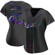 Charlie Hough ＃49 Los Angeles Dodgers Replica Women's Black Holographic Alternate Jersey