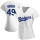 Charlie Hough ＃49 Los Angeles Dodgers Replica Women's White Home 2024 World Series Champions Jersey