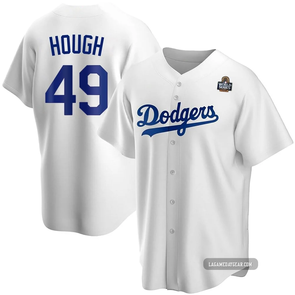 Charlie Hough ＃49 Los Angeles Dodgers Replica Youth White Home 2024 World Series Jersey