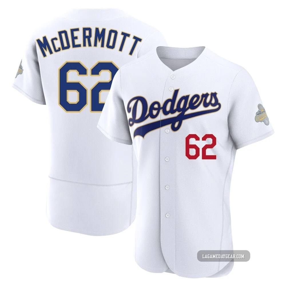 Chayce McDermott ＃62 Los Angeles Dodgers Authentic Men's Gold White 2026 Collection Jersey