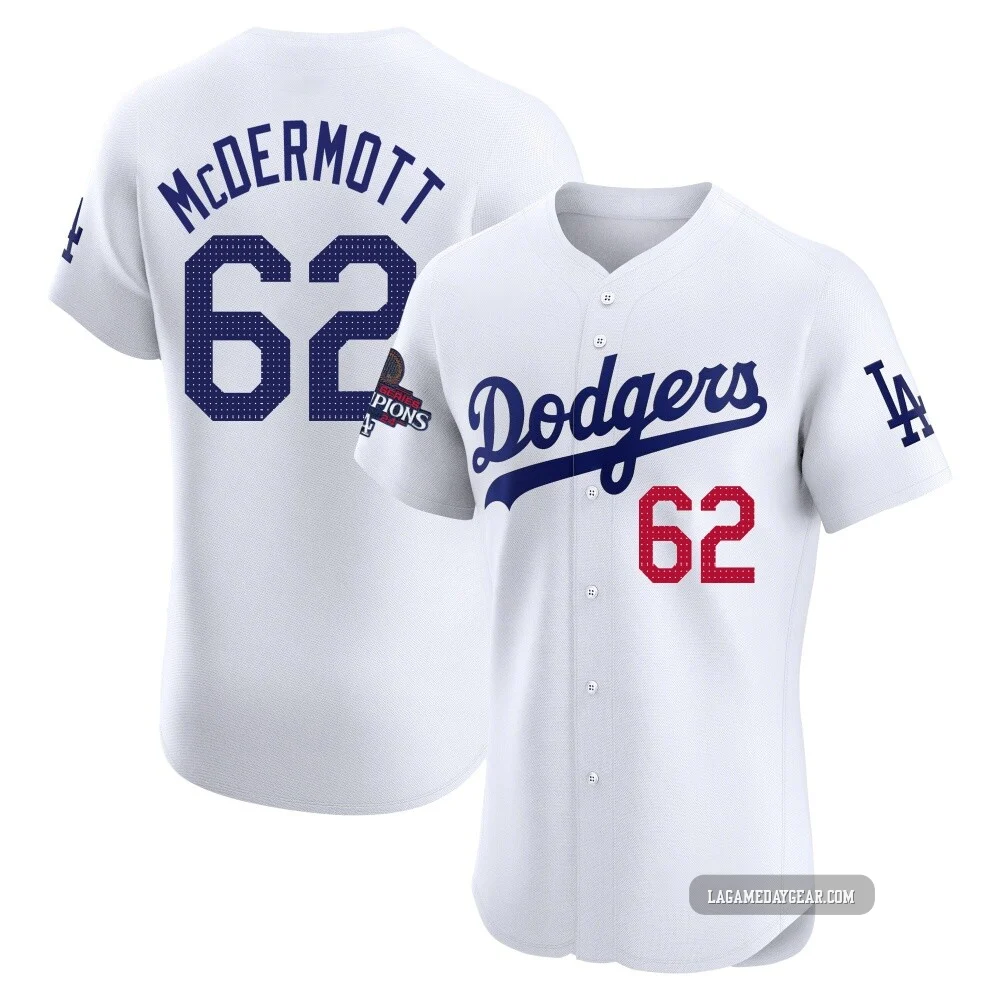 Chayce McDermott ＃62 Los Angeles Dodgers Elite Men's White Home World Series Champions Jersey