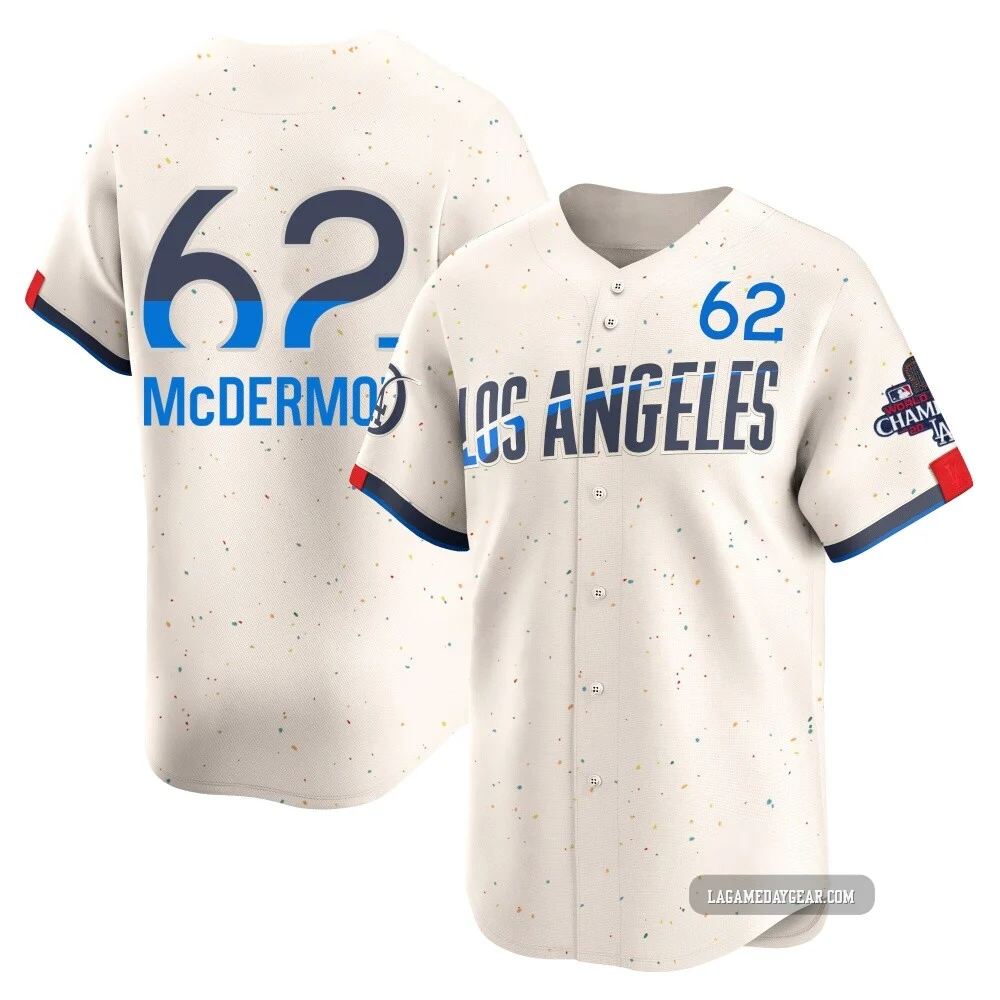 Chayce McDermott ＃62 Los Angeles Dodgers Limited Men's Cream 2024 City Connect World Series Champions Jersey