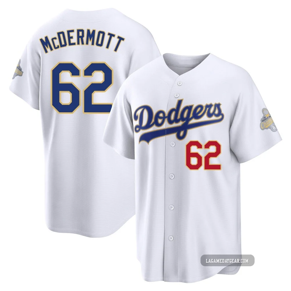 Chayce McDermott ＃62 Los Angeles Dodgers Limited Men's Gold White 2026 Collection Stadium Jersey