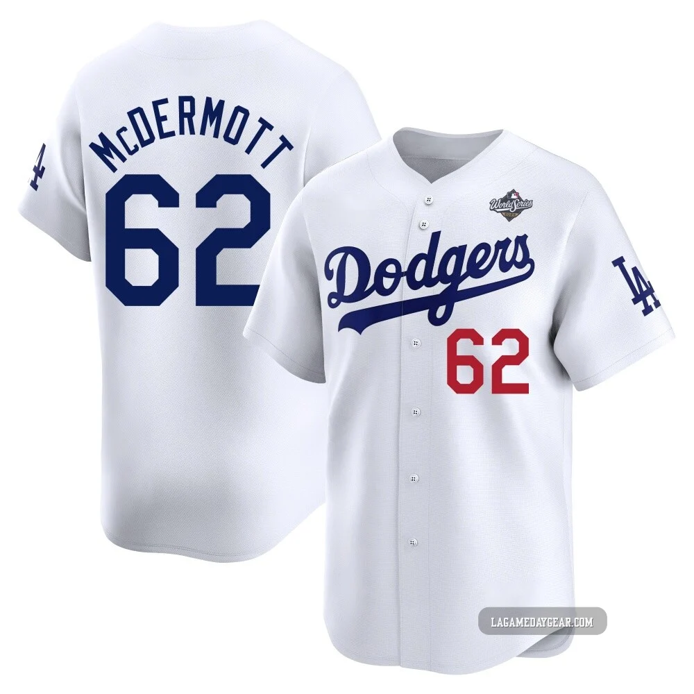 Chayce McDermott ＃62 Los Angeles Dodgers Limited Men's White Home 2025 World Series Jersey