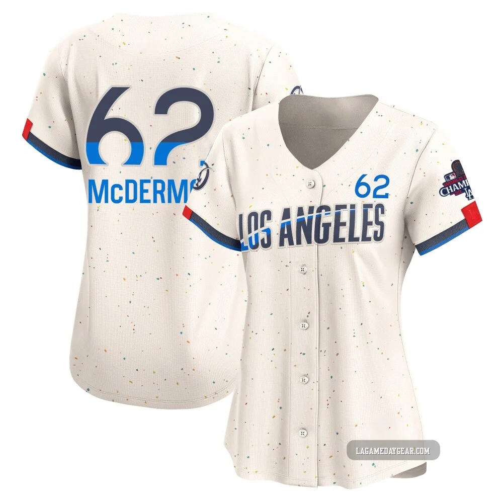 Chayce McDermott ＃62 Los Angeles Dodgers Limited Women's Cream 2024 City Connect World Series Champions Jersey