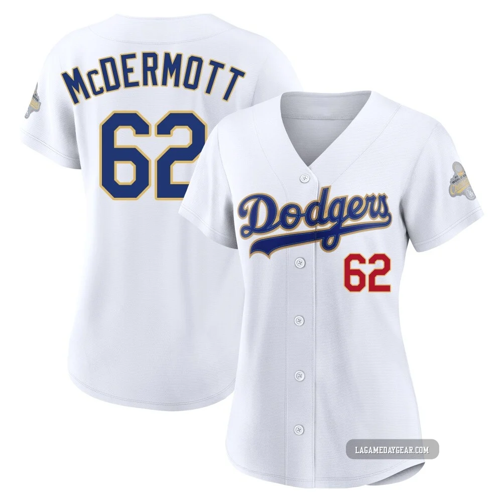 Chayce McDermott ＃62 Los Angeles Dodgers Limited Women's Gold White 2026 Collection Stadium Jersey