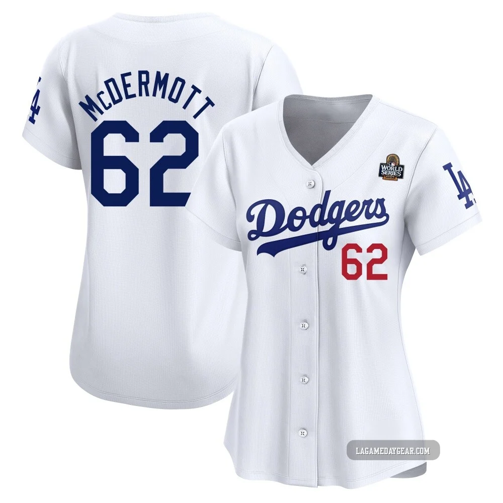 Chayce McDermott ＃62 Los Angeles Dodgers Limited Women's White Home 2024 World Series Jersey