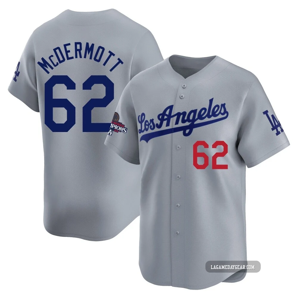 Chayce McDermott ＃62 Los Angeles Dodgers Limited Youth Gray Away World Series Champions Jersey
